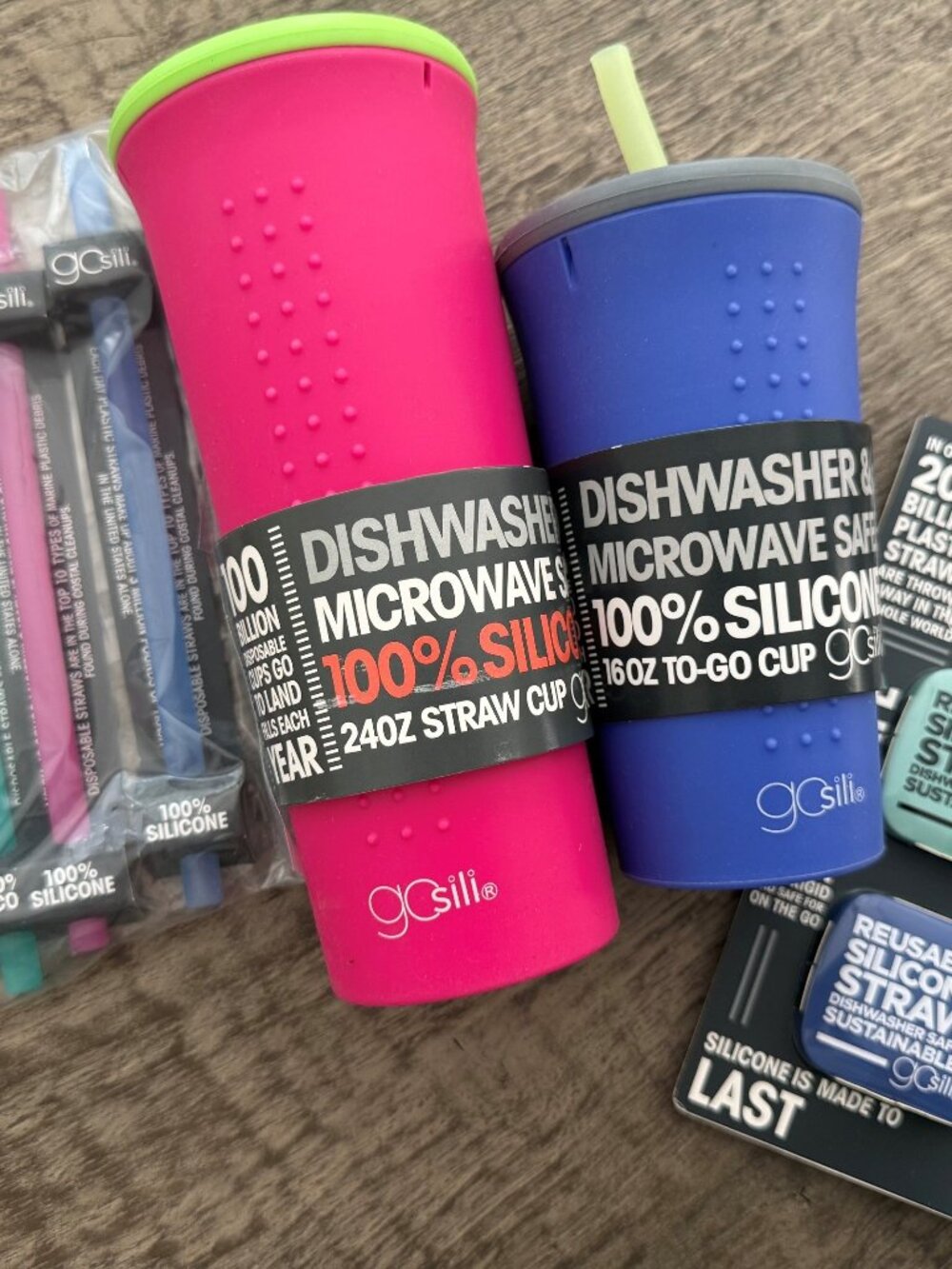 goSili reusable silicone cups and straws bundle